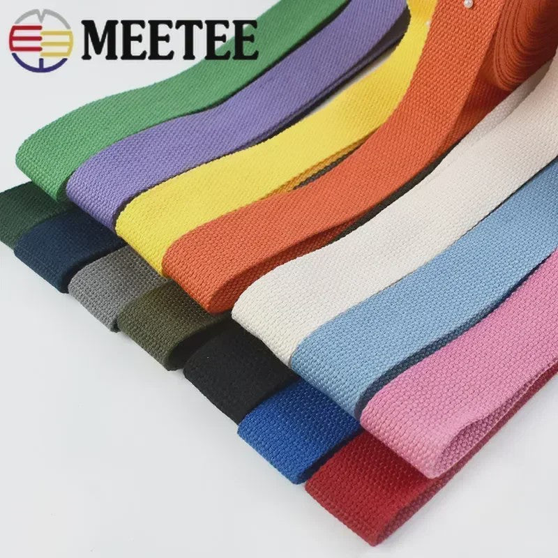 4 Meter Katoenen Band - 1.3mm Dikke Webbing voor Tassen, Riemen & DIY Projecten (20-50mm Breed)