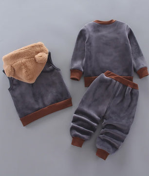 Schattige Baby Kleding Set 3-delig met Beer - Warm & Comfortabel voor Herfst/Winter (0-4 Jaar)