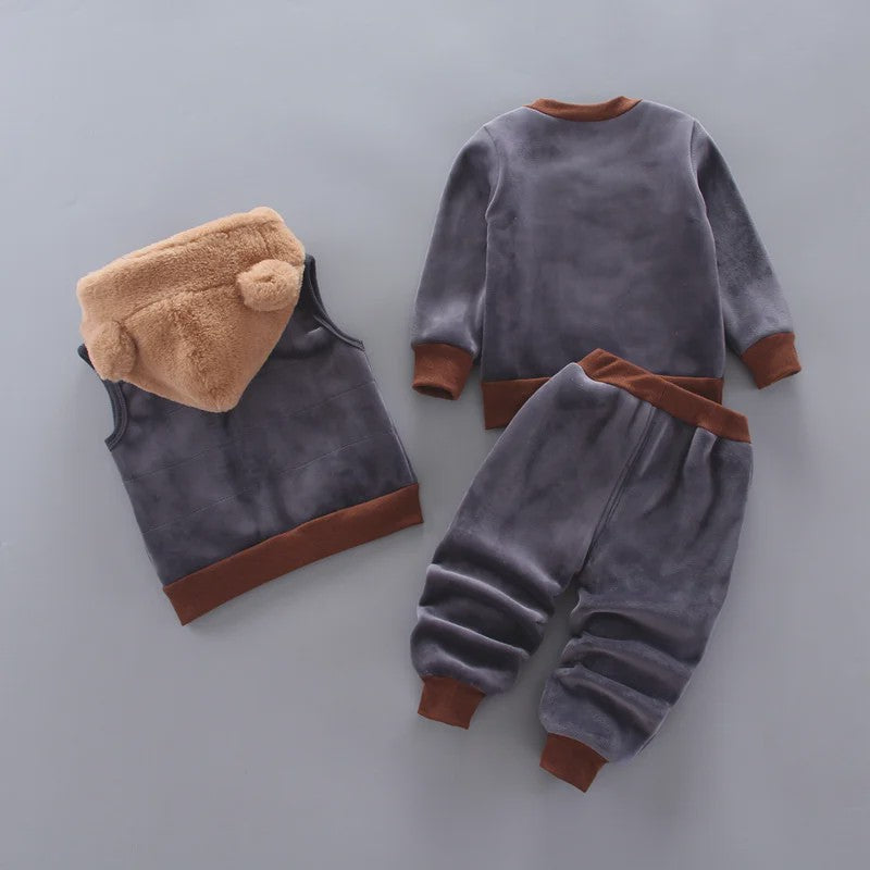 Schattige Baby Kleding Set 3-delig met Beer - Warm & Comfortabel voor Herfst/Winter (0-4 Jaar)
