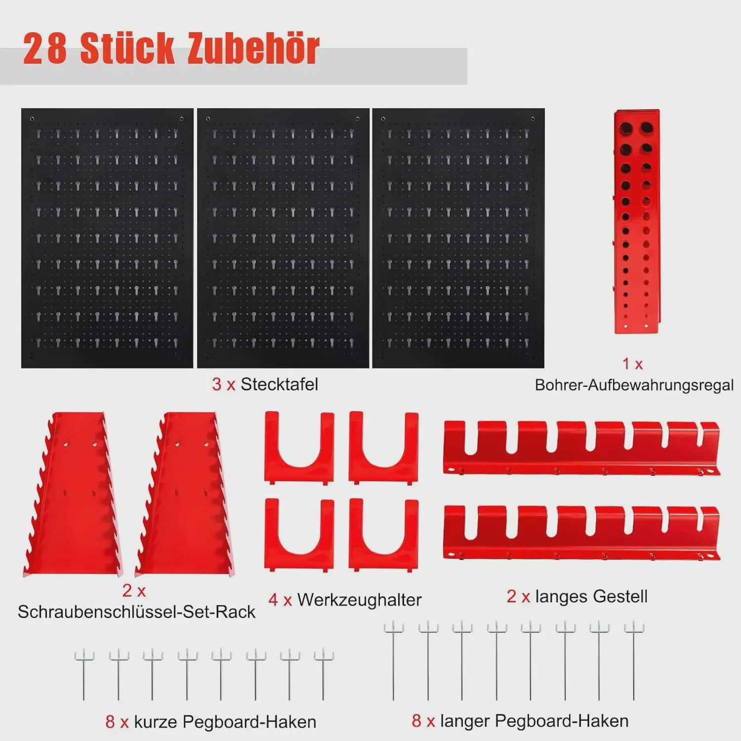 Gereedschapswand met 28-delige Set, 120x60 cm - Organiseer Uw Werkplaats Efficiënt