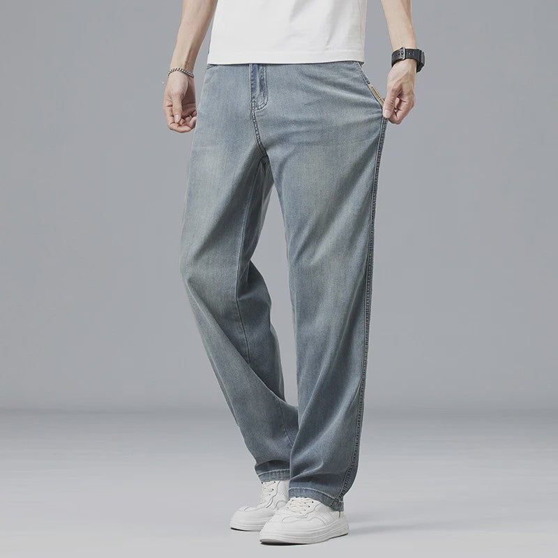 Luchtige Lyocell Heren Jeans - Zomer Broek met Loose Fit & Elastische Taille