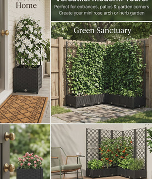 Zwarte Plantenbak met Trellis 120x120x121.5 cm - Verticale Tuin
