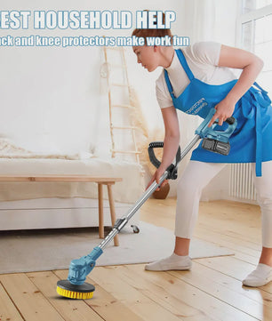 Draadloze Spin Scrubber: 800W Elektrische Schoonmaakborstel met Telescoopsteel & 21V Batterij