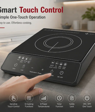 WETECH W6406 Inductiekookplaat - 2000W, 8 Niveaus, 6 Functies, Touch Control, Timer & Kinderbeveiliging