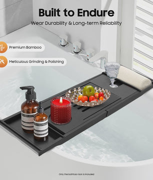 Verstelbare Badkuip Tray met Wijnglas & Tablet Houder - Luxe Bad Accessoire Organizer
