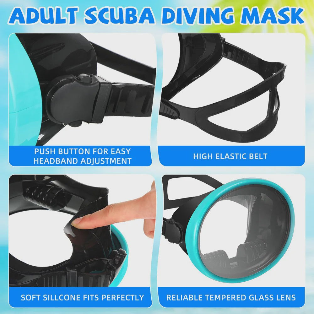 Retro Duikmasker Ovaal met Panoramisch Zicht - Duiken & Snorkelen