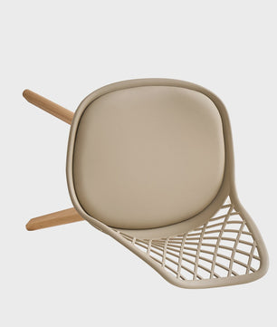 Moderne Eetkamerstoelen Set (4/6 stuks) - Mesh Rug, Houten Poten & Gestoffeerde Zitting