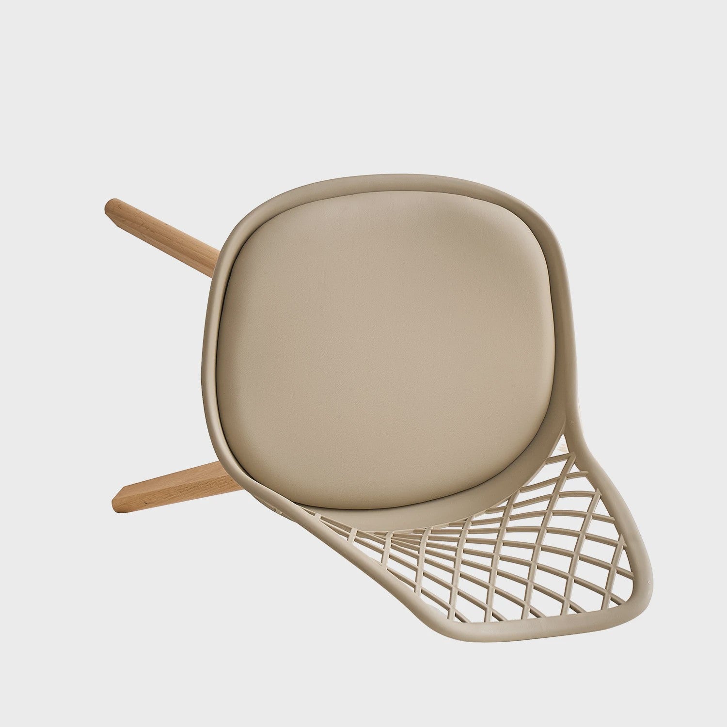 Moderne Eetkamerstoelen Set (4/6 stuks) - Mesh Rug, Houten Poten & Gestoffeerde Zitting