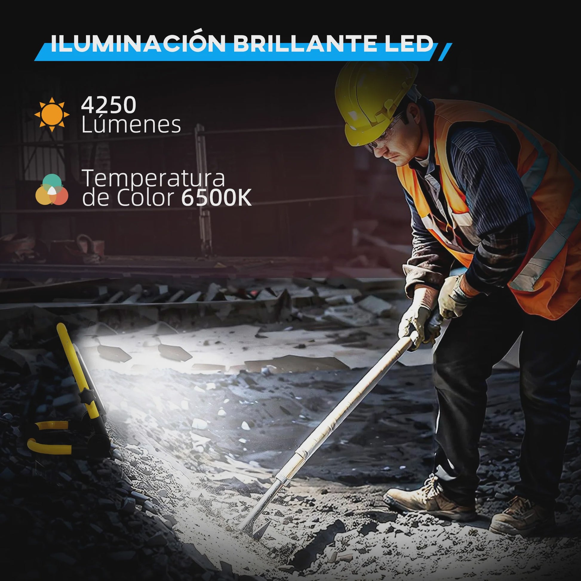 Homcom LED Werkspot 4250 Lumen IP65 Weerbestendig Draagbaar Geel