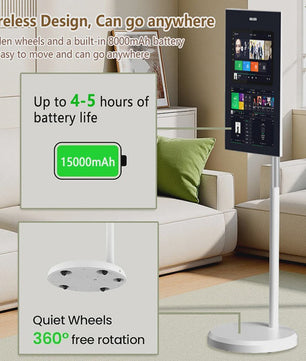32-Inch Draagbare Smart TV met Touchscreen, Android, 1080P, 60Hz, 15000mAh Batterij & 13MP Camera