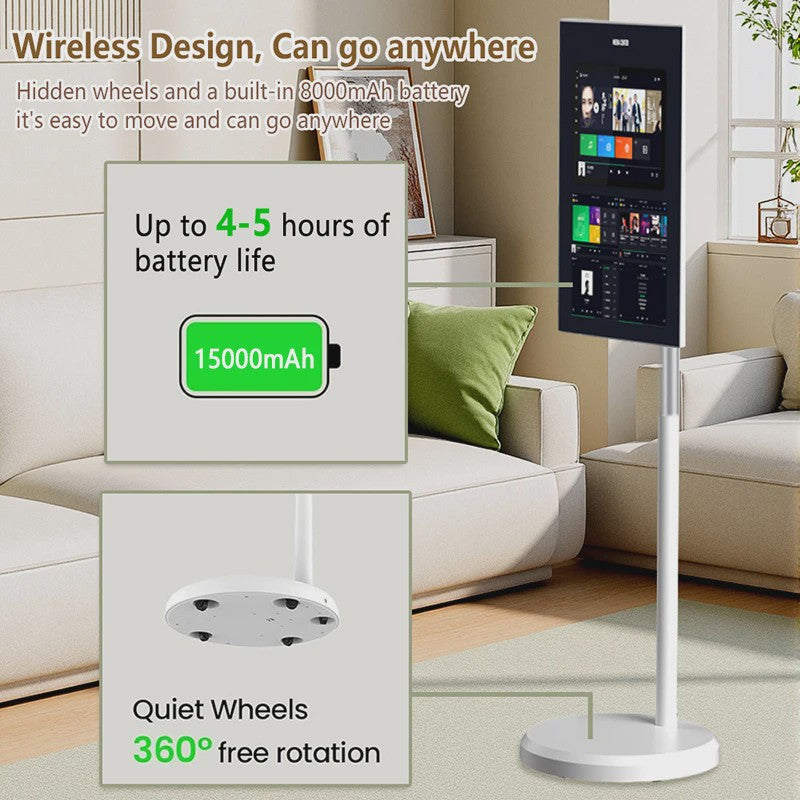 32-Inch Draagbare Smart TV met Touchscreen, Android, 1080P, 60Hz, 15000mAh Batterij & 13MP Camera