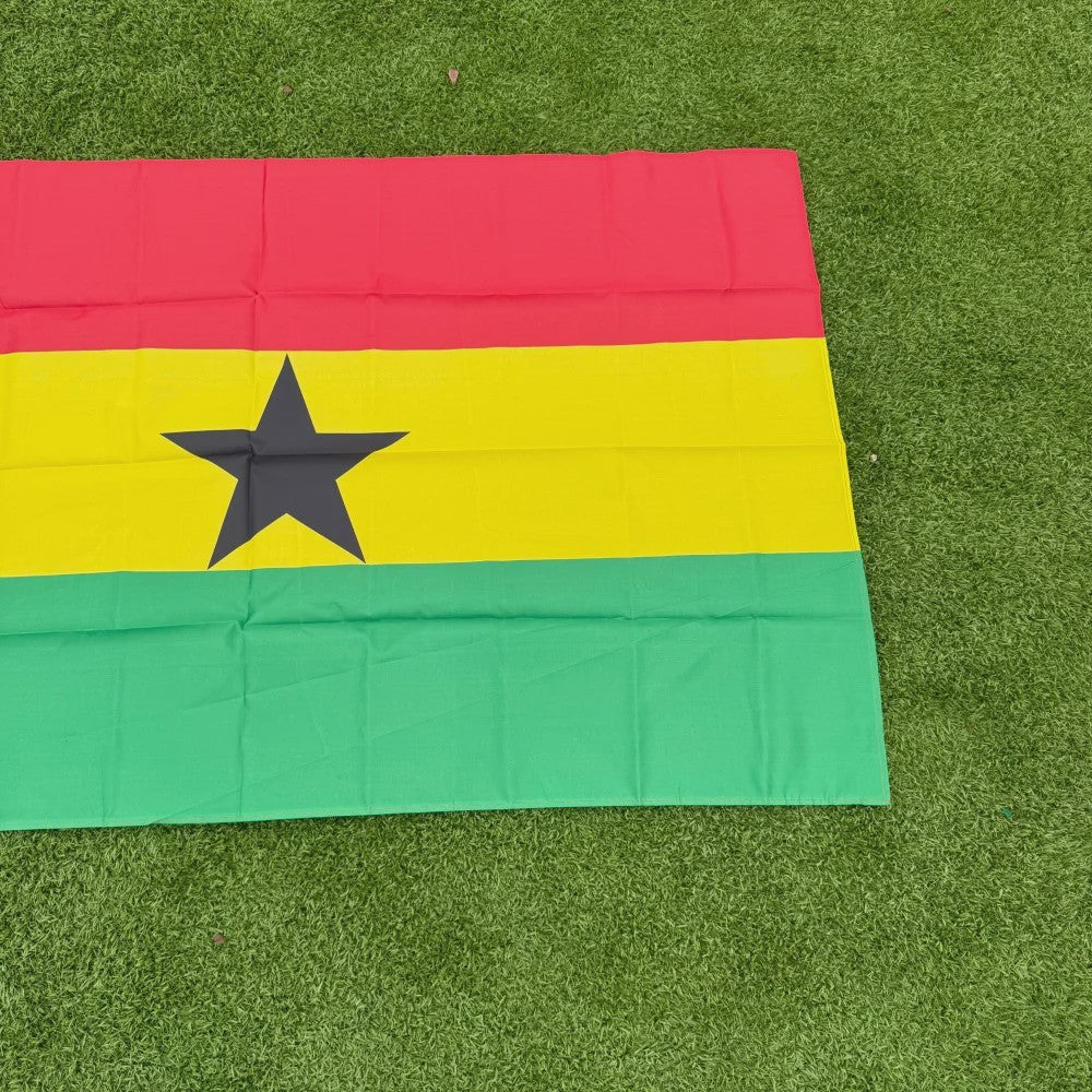 Grote Ghanese Vlag 150x90cm - Duurzaam Polyester, Dubbel Gestikt