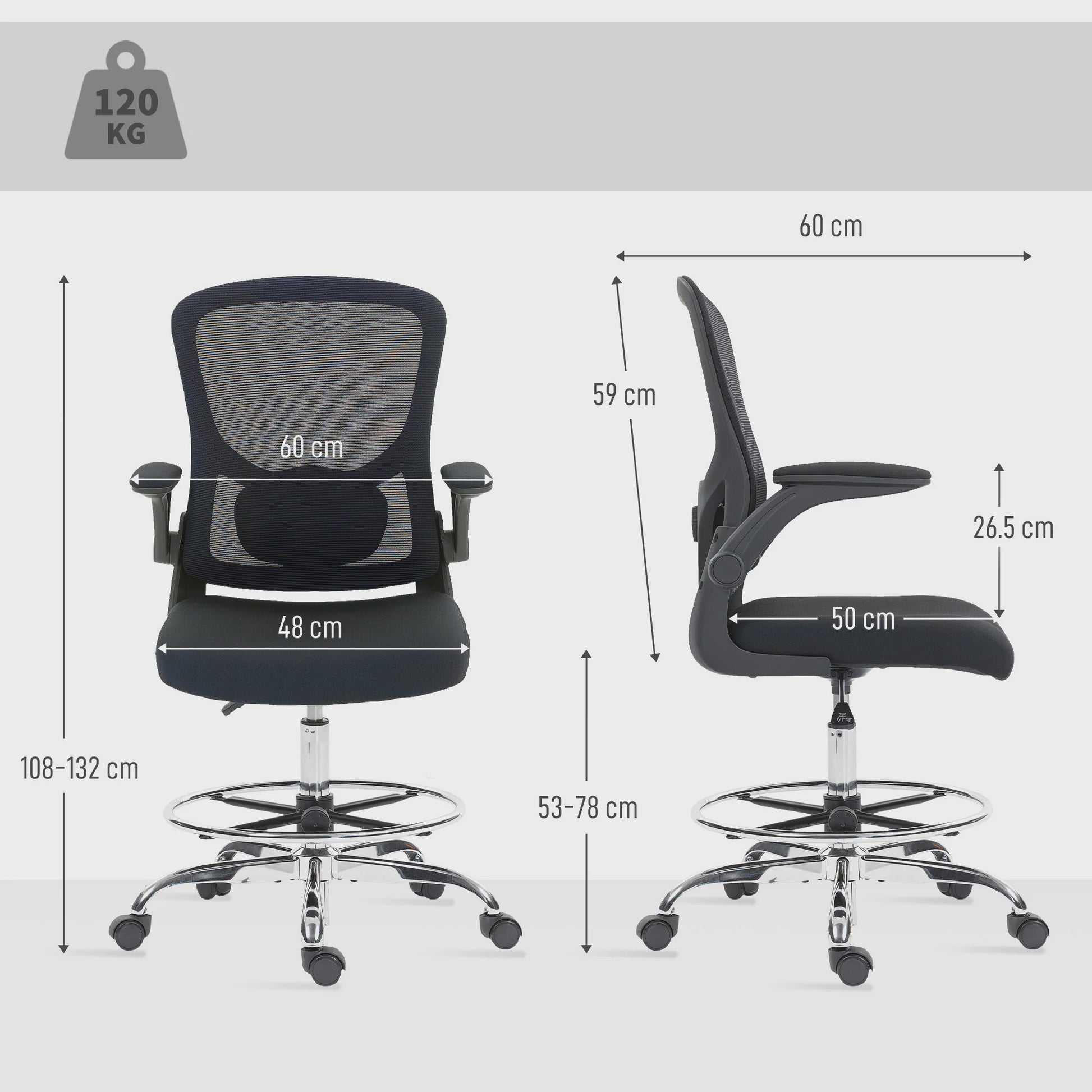 Ergonomische Bureaustoel met 4D Lendesteun, Verstelbare Armleuningen en Voetensteun - Ademend Mesh