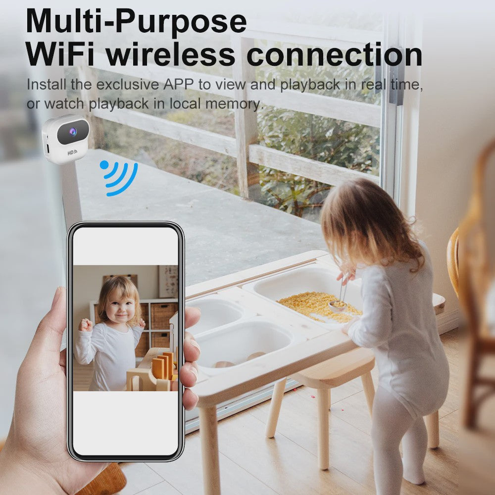 Ourlife A800 Mini WiFi Camera 1080P HD met Bewegingsdetectie en Magnetische Bevestiging