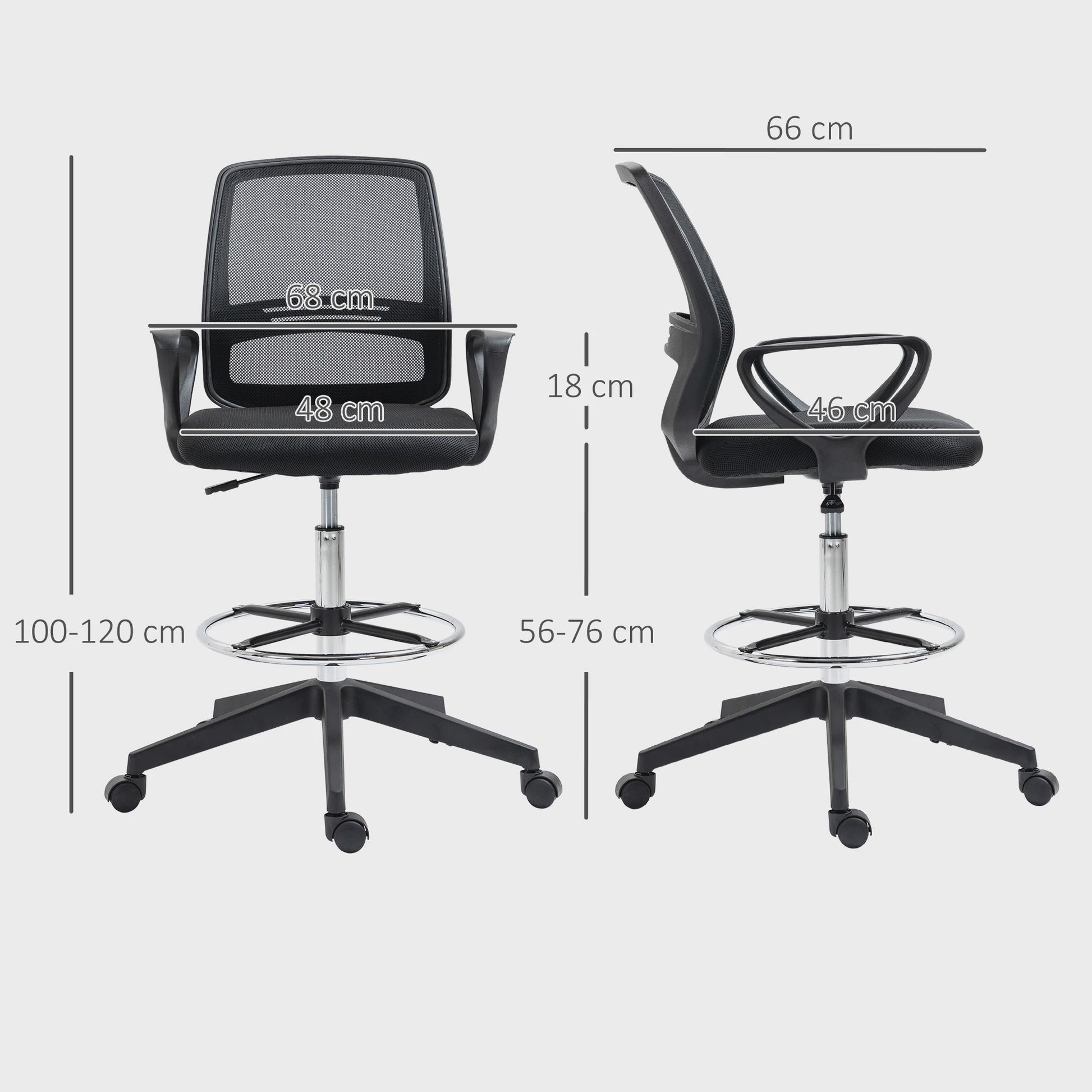 Ergonomische Bureaustoel Hoog - Verstelbaar, Ademend Mesh, Zwart