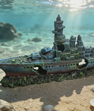 Uniek Scheepswrak Aquarium Decoratie - Realistisch Ontwerp voor Vissenverblijf
