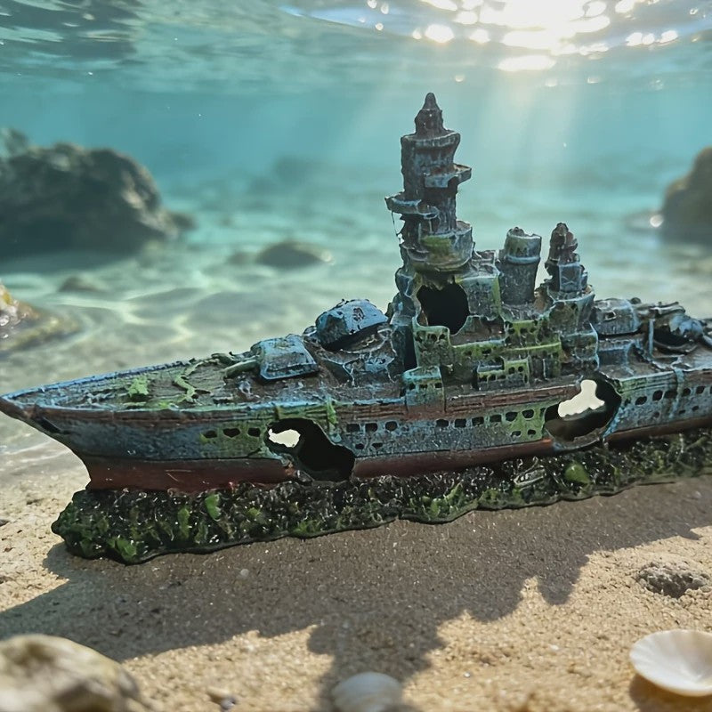 Uniek Scheepswrak Aquarium Decoratie - Realistisch Ontwerp voor Vissenverblijf