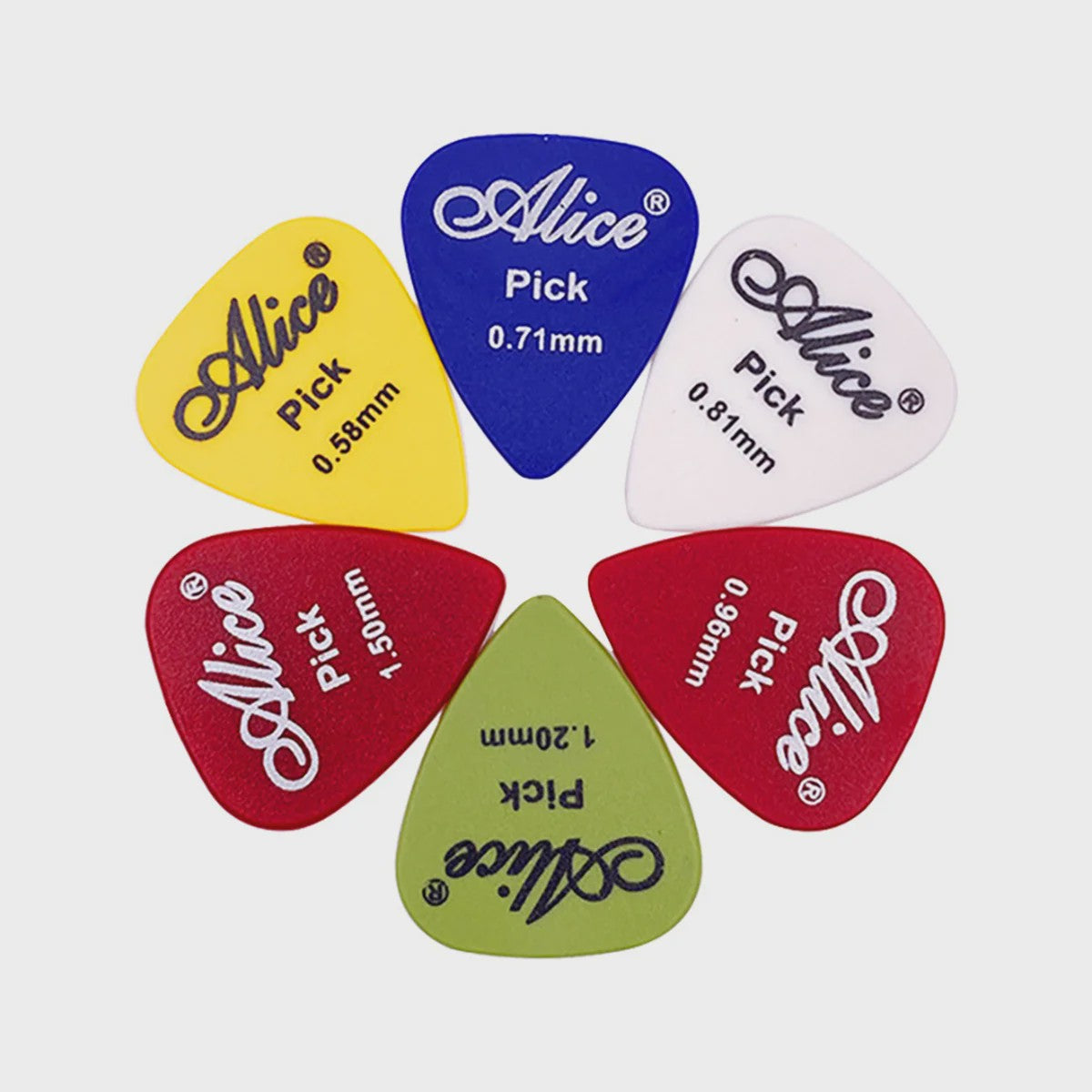 Alice Gitaar Plectrum Set - Diverse Diktes (0.58mm t/m 1.50mm) - 12/24/50/100 Stuks