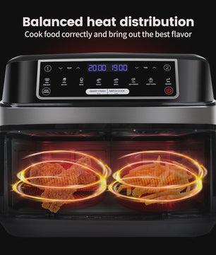 Dubbele Airfryer XXL 9L met 2 Onafhankelijke Lades & LED Touchscreen