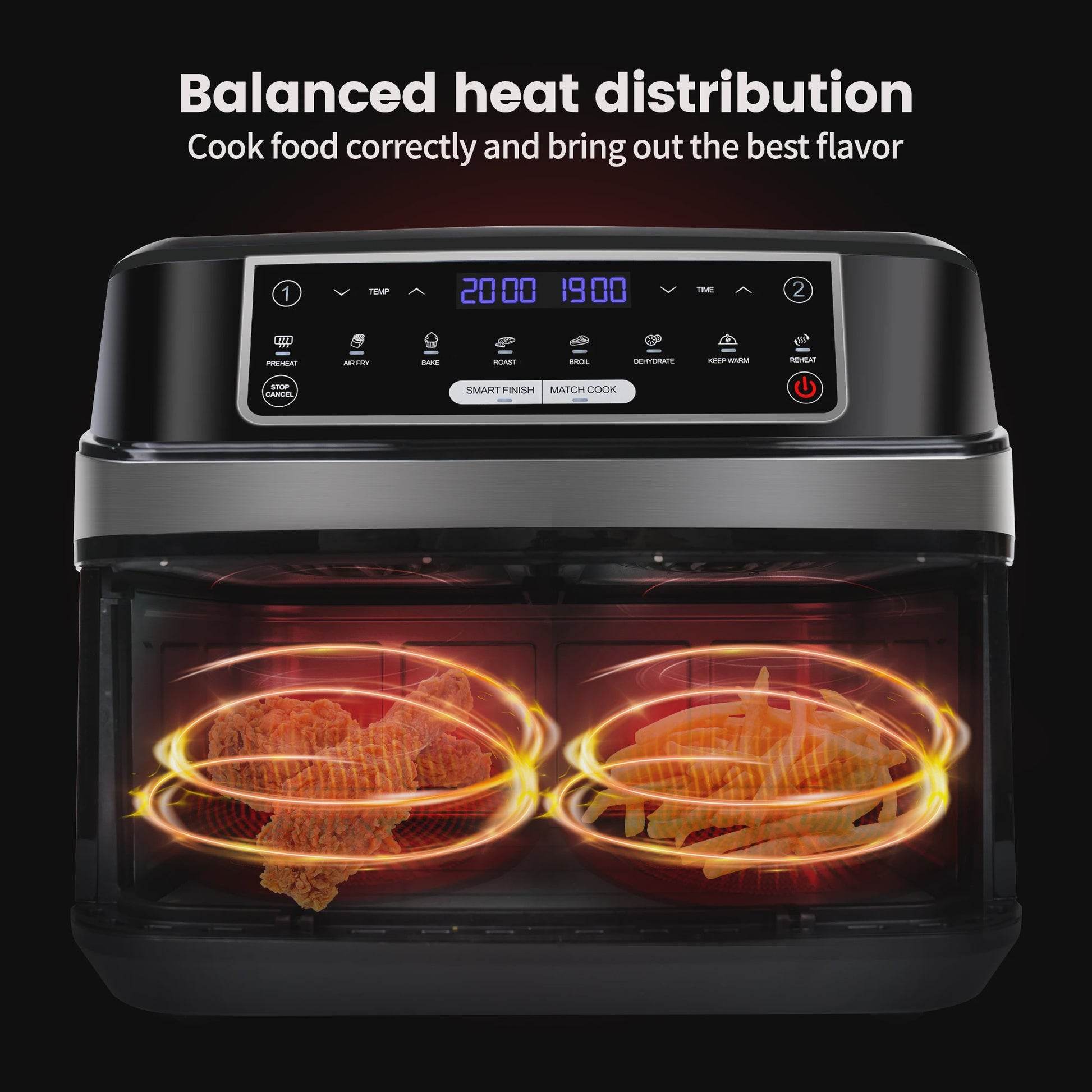 Dubbele Airfryer XXL 9L met 2 Onafhankelijke Lades & LED Touchscreen