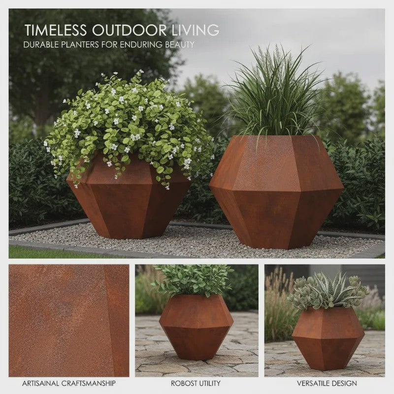 Set van 2 Roestvrij Stalen Plantenbakken 75x75x60 cm - Stijlvol voor Buiten, Tuin & Terras