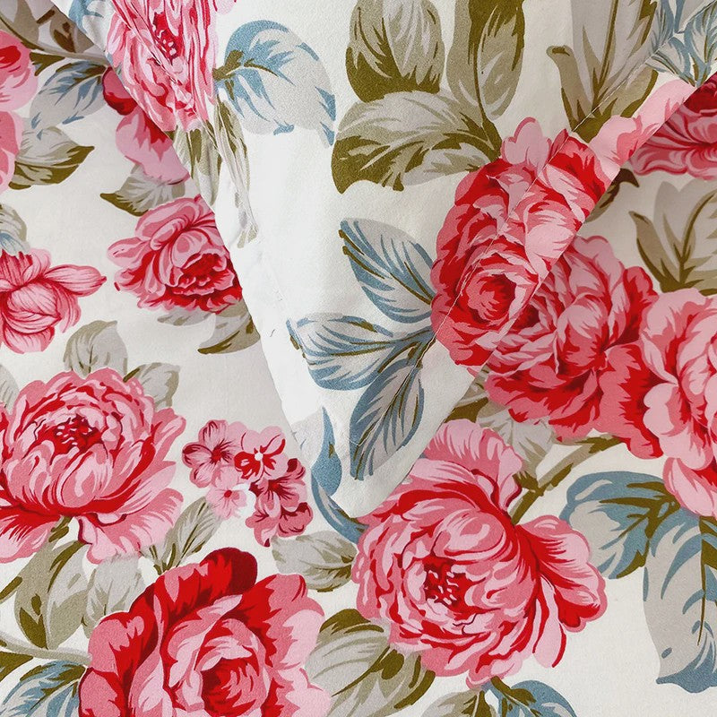 Rood Bloemenprint Top Sheet - Diverse Maten - 150x200 cm