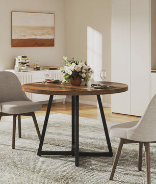 Ronde Eettafel 80cm voor 2-4 Personen - Industrieel Design met Metalen Onderstel