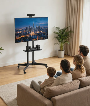 Verrijdbare TV standaard met zwenkwielen voor 26-65 inch schermen tot 100kg