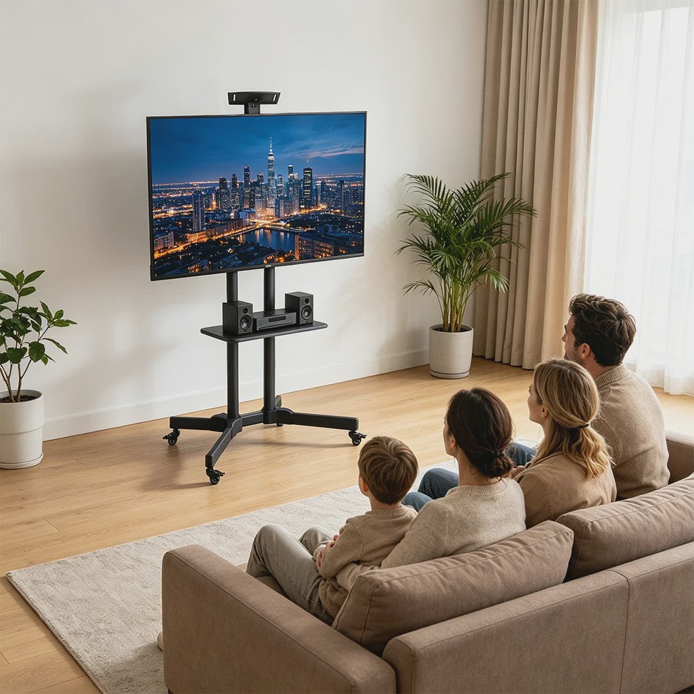 Verrijdbare TV standaard met zwenkwielen voor 26-65 inch schermen tot 100kg