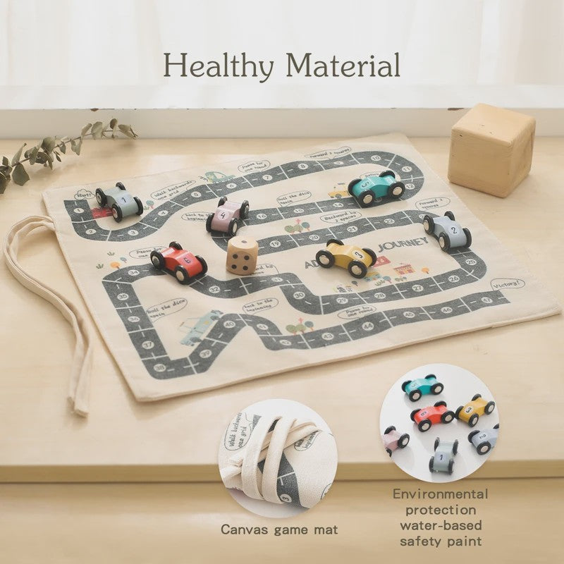 Montessori Verkeersspeelmat met Houten Auto's - Educatief Spel voor Kinderen