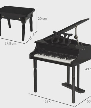 Homcom Grand Piano with Stand Stool Wooden Musical Toy 52X50X49 cm