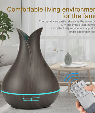 Aroma Diffuser met Houtnerf Design, 7 Kleuren LED en Afstandsbediening