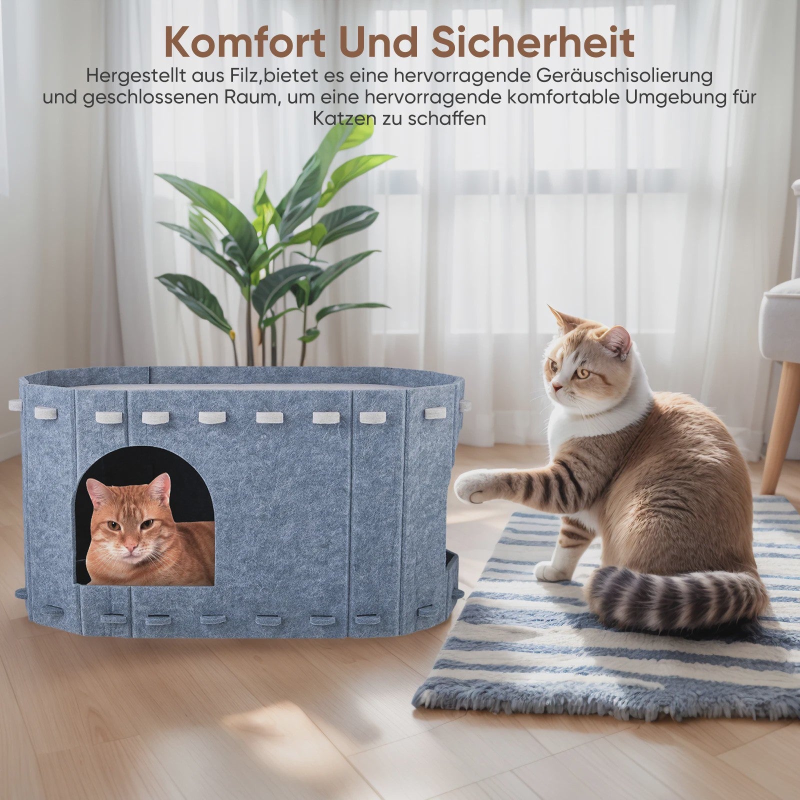 Dubbele Katten Tunnel met Uitneembare Wasbare Filtdelen - Comfort & Krabbescherming