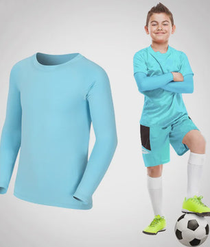 Kids Children Boy Girl Compression Running Long T Shirt Fitness Sport Basketball Football Gym Sportswear Soccer Clothes 25