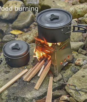 Draagbare Camping Houtkachel - Lichtgewicht RVS Vouwbaar Outdoor Fornuis