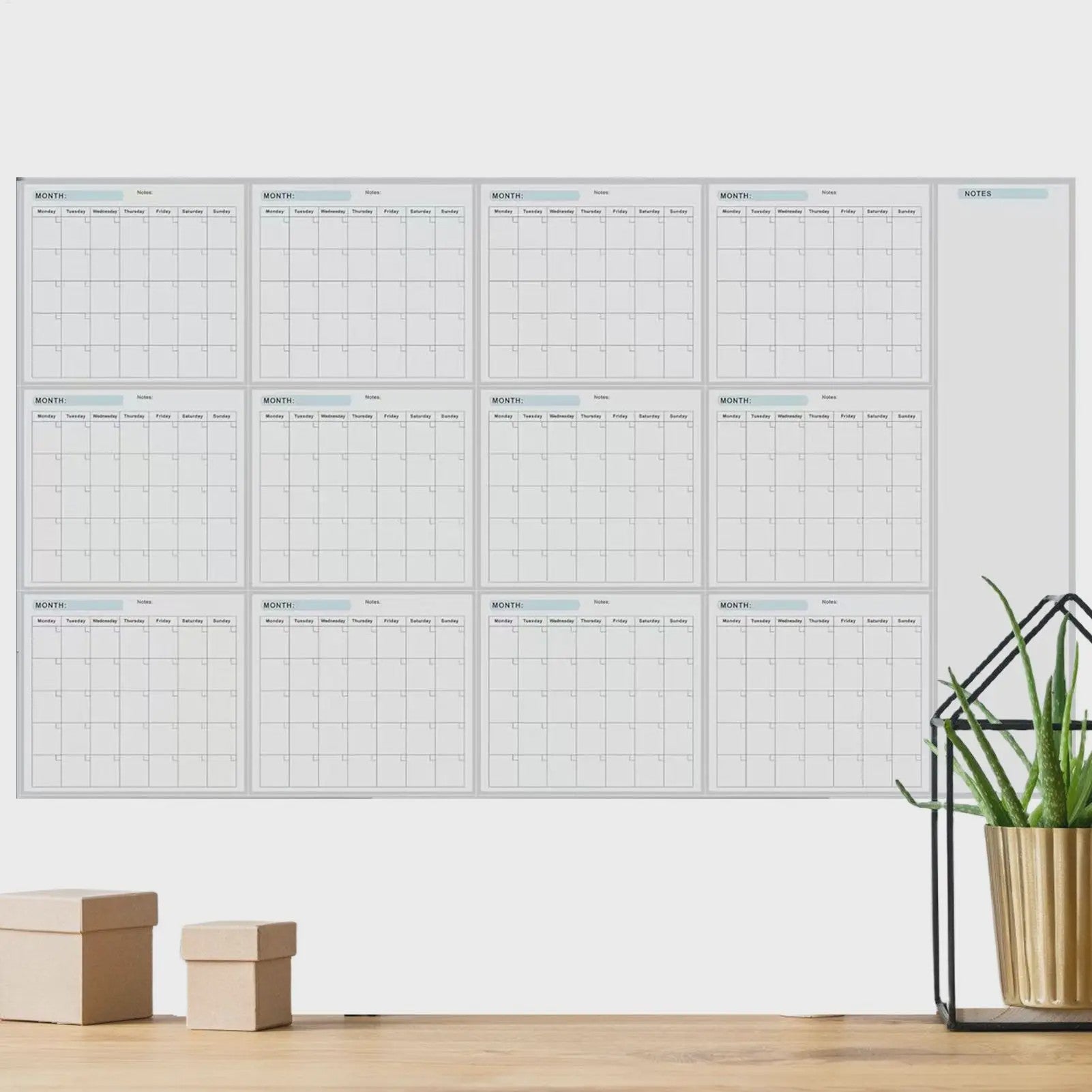 Grote Uitwisbare Jaarkalender Whiteboard Planner - 12 Maanden