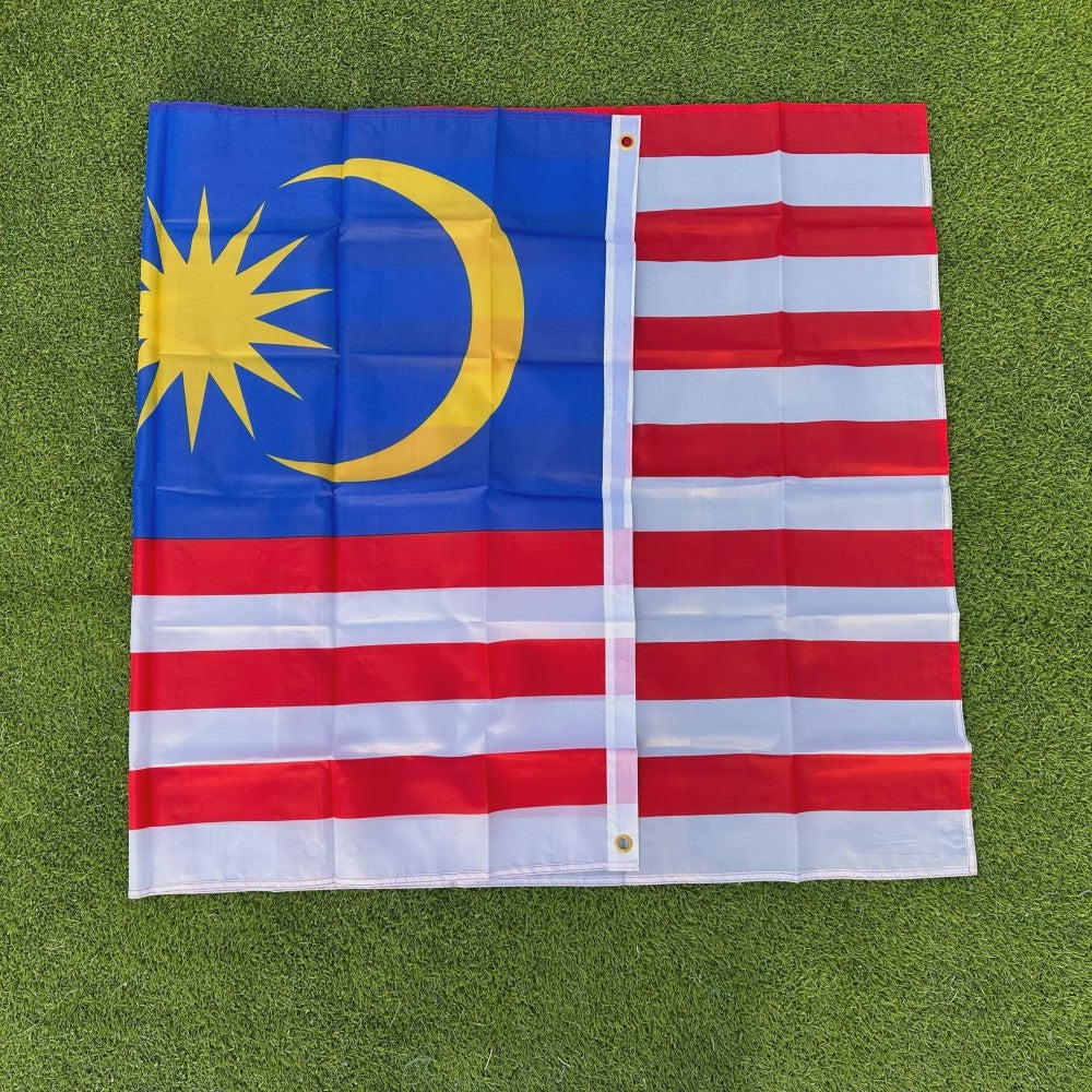 Maleisische Vlag 150x90cm - Polyester, Dubbel Gestikt