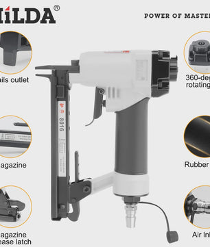 Hilda 8016 Pneumatische Nietmachine - Luchtnietpistool voor Stoffering en Houtbewerking