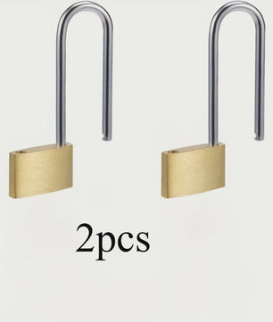 2x Messing Hangslot - Lange Beugel, Gelijksluitend & Geborsteld