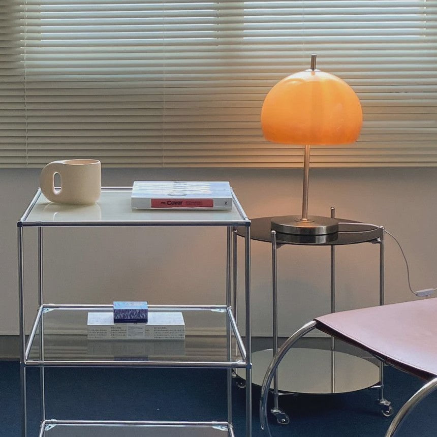 Retro Vloerlamp Mushroom Glas Gradient Oranje - Bauhaus Sfeerlamp voor Woonkamer & Slaapkamer