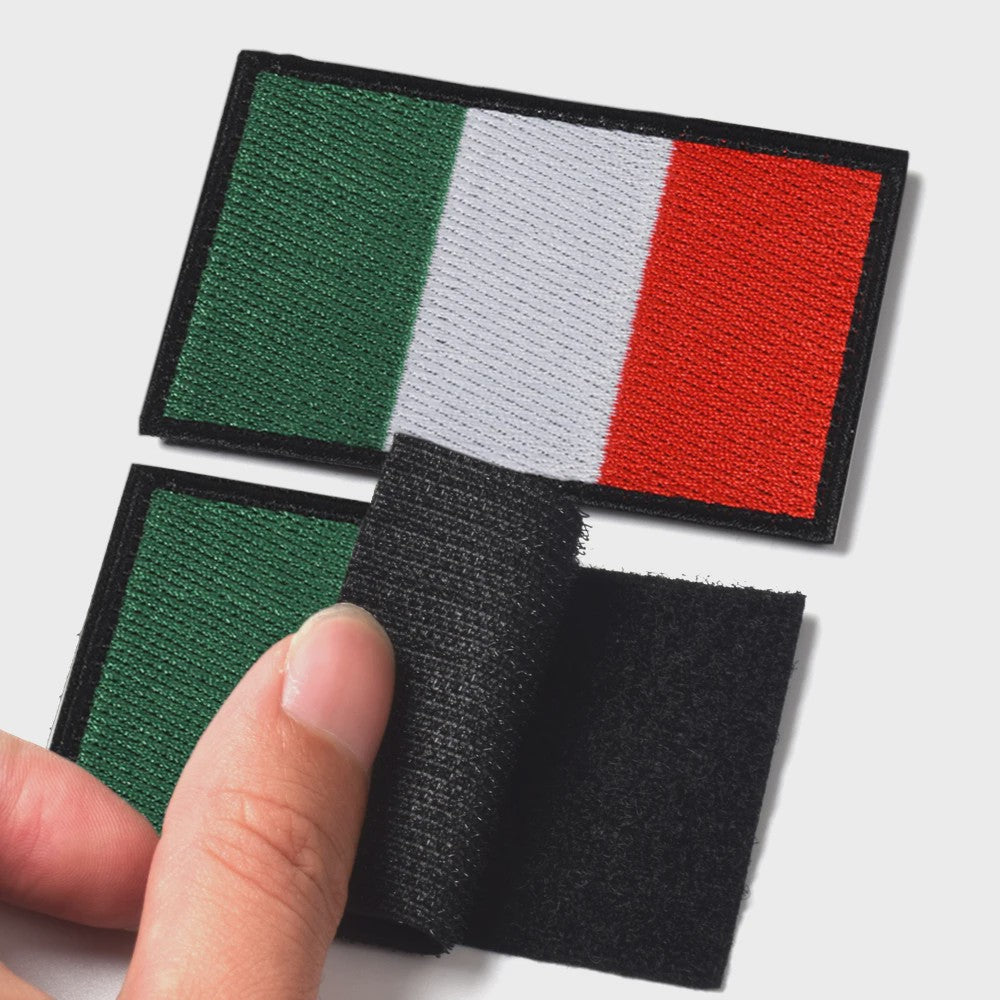 Set van 4 Italiaanse Vlag Patches met Klittenband - Borduurwerk Italia Schild