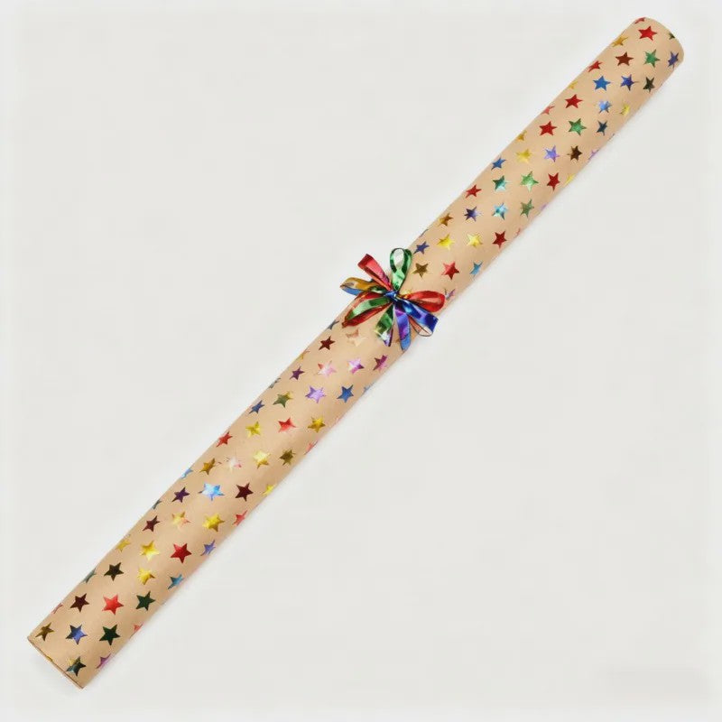 Luxe Cadeaupapier met Goudkleurige Sterren - 43x300 cm