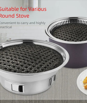 Koreaanse BBQ Grillplaat Rond - Non-stick & Makkelijk Schoon te Maken - Voor Buiten Grillen