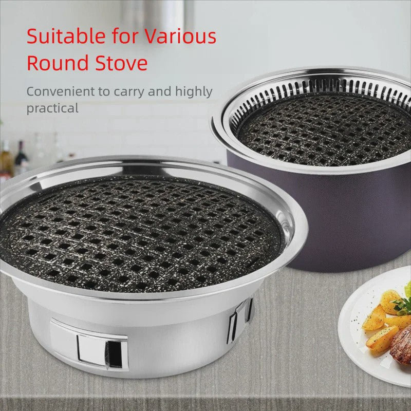 Koreaanse BBQ Grillplaat Rond - Non-stick & Makkelijk Schoon te Maken - Voor Buiten Grillen