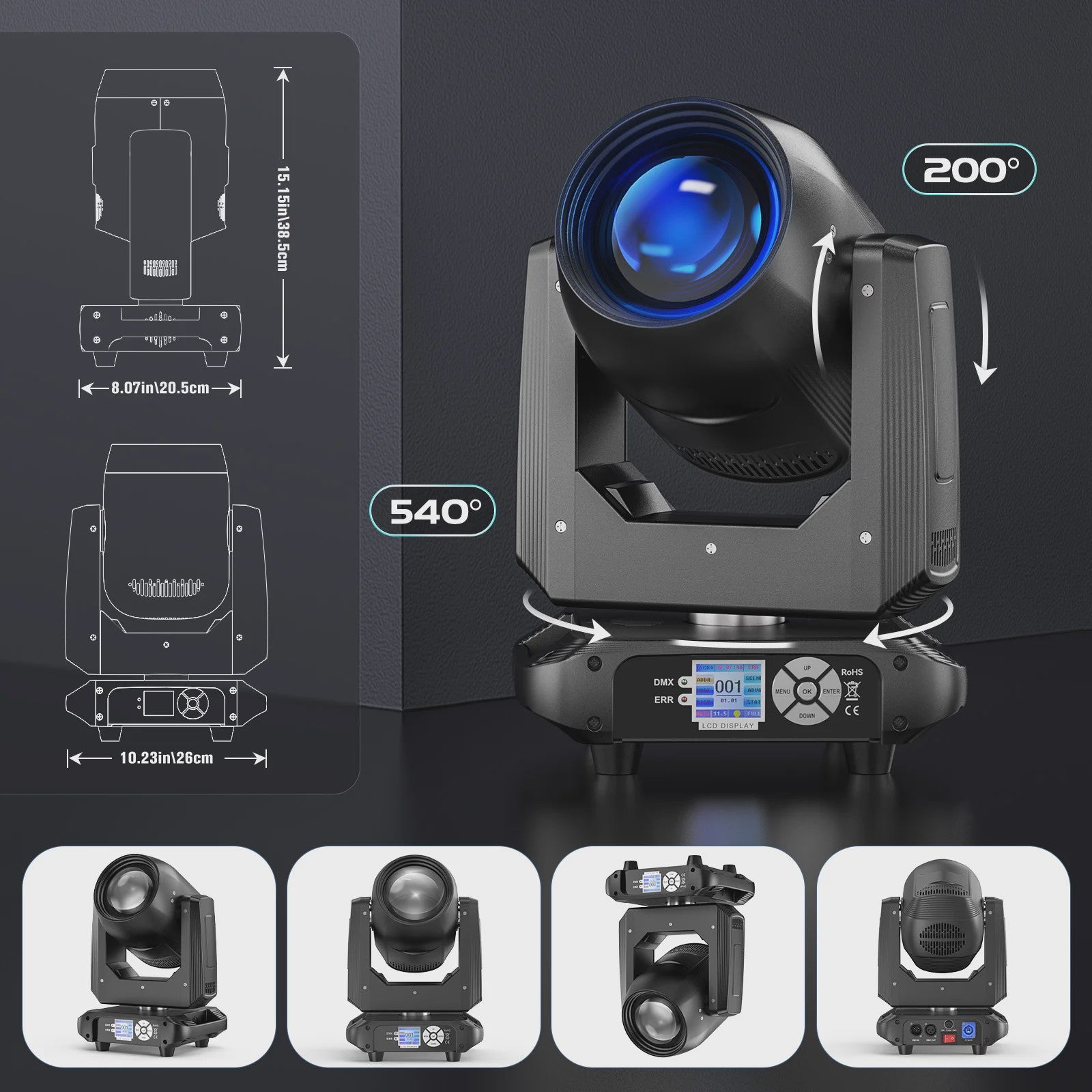 2x 200W Moving Head DJ Verlichting Set met Flightcase - Gobo Beam Stage Lights
