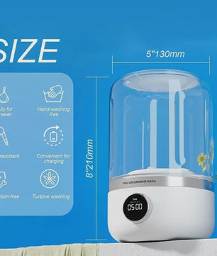 Draagbare Mini Wasmachine voor Ondergoed & Sokken - 1L Capaciteit, Dehydraterend