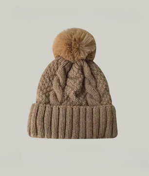 Warme Gebreide Wintermuts met Pluche Pompom - Stijlvol & Veelzijdig