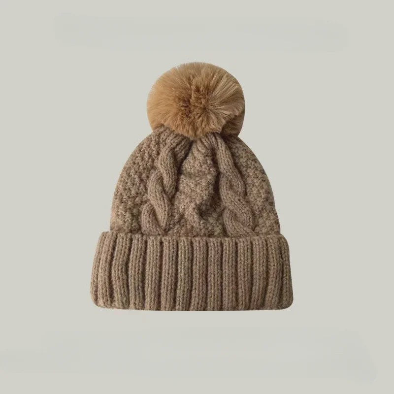 Warme Gebreide Wintermuts met Pluche Pompom - Stijlvol & Veelzijdig