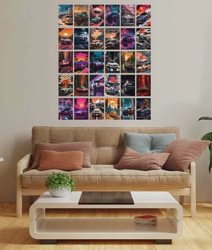 30-Delige Retro Auto Wall Collage Kit - Trendy Prints voor Tienerkamer & Woonkamer Decoratie