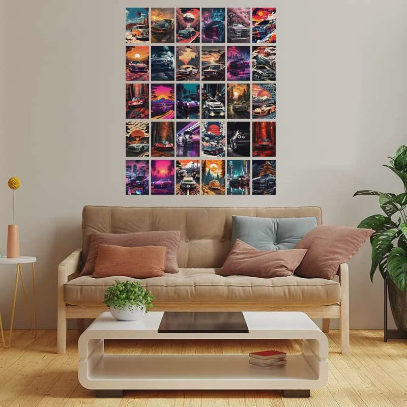 30-Delige Retro Auto Wall Collage Kit - Trendy Prints voor Tienerkamer & Woonkamer Decoratie